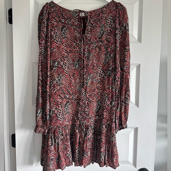 NICHOLAS Devan Gathered Snake-print Crepe Mini Dress In Burgundy - Picture 9 of 11